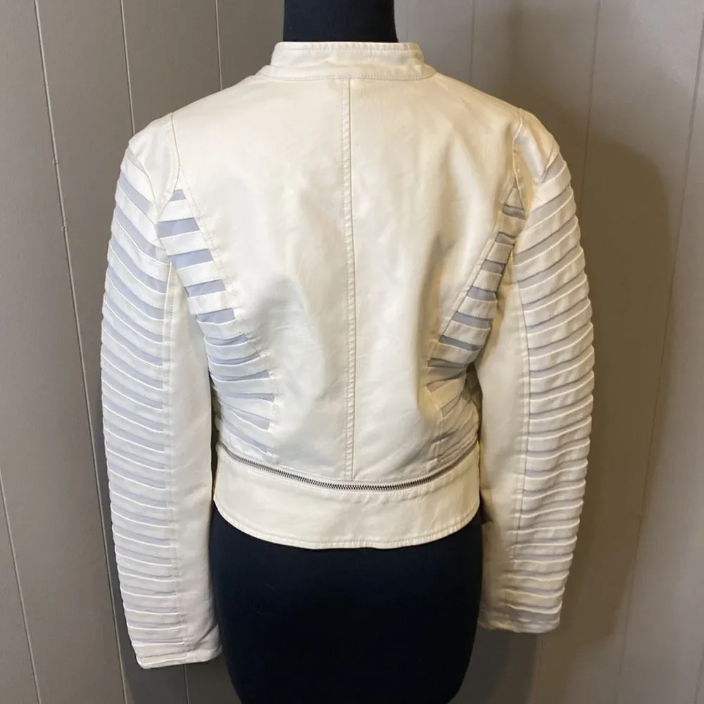 Azalea Wang Medium Moto Jacket Double Zip Up Zipper Hem Satiny Lining